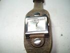 PRETTY ANNE KLEIN GENUINE STRESSED LOOK LEATHER BIKERS BAND WATCH NEW BATTERY