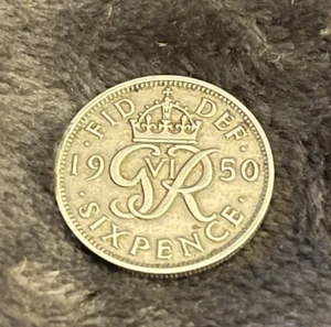 Great Britain Sixpence 1950 Copper-nickel Coin King George VI - Picture 1 of 2