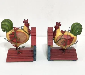 Coloridos sujetalibros de resina para pollo marca doméstica granja rancho país extremos de libro de cocina - Imagen 1 de 19