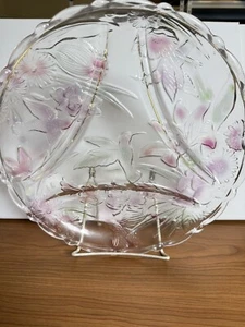 Crystal Clear Studios Round divided serving platter Painted 13" hummingbirds  - Picture 1 of 3
