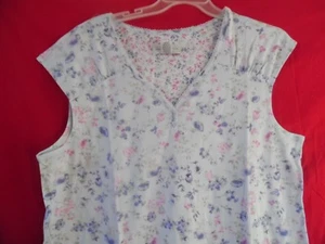 BLUE FLORAL SLEEVELESS NIGHTSHIRT KAREN NEUBURGER SLEEPSHIRT NIGHTGOWN 1X - Picture 1 of 9