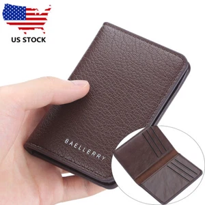 Man's Short Leather Foldable Wallet Checkbook Id Card Holder Slim Wallet for Man - Picture 1 of 9