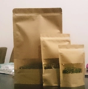 Kraft Paper Stand Up Bag Seal Packaging Window Sealable Food Pouch- High Quality - Picture 1 of 4