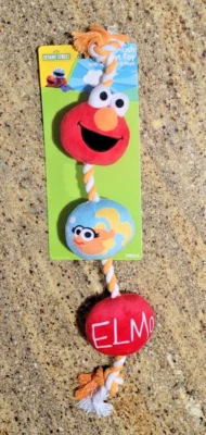 Sesame Street Elmo Pet Dog Toy Rope Plush with 3 Squeakers w/ Goldfish Dorothy - Image 1 of 3