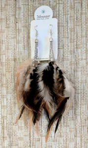 Lange Feder Ohrringe Indianerschmuck von Monague Crafts Made in Canada Neu - Bild 1 von 3