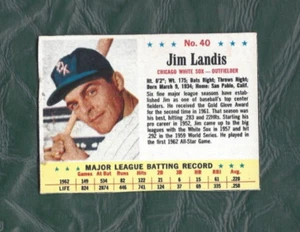 1963 Post baseball card #40 Jim Landis Chicago White Sox EX - Picture 1 of 2