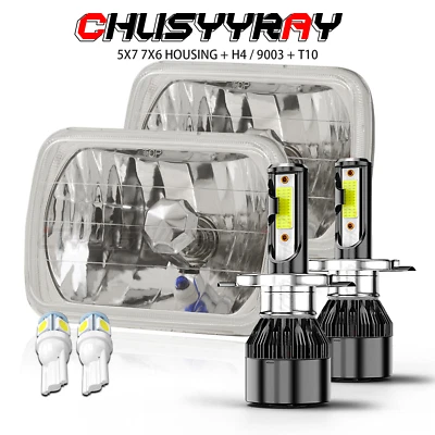 1SET 7x6 5x7'' Led Headlights Hi/Lo Halo for GMC TopKick C6500 C5500 C4500 Truck - Image 1 of 4