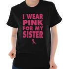 Wear Pink For My Sister Breast Cancer Walk Womens Graphic Crewneck T Shirt Tee