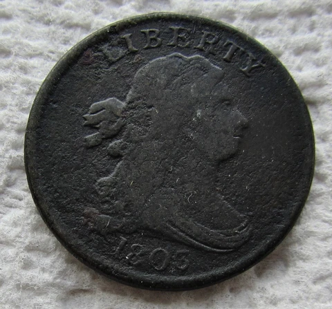 1803 1/2C BN Draped Bust Half Cent Rare Date Type Coin Fine Detail Full Date Cover