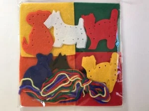 Kid Craft Felt Kit Finger Puppet Animal Pre-Cut Needles Yarn Beginner Sewing Kit - Picture 1 of 9