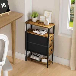 KLUVIS Slim Nightstands Set 2 - Narrow Side Table Skinny Night Stand for Smal... - Picture 1 of 7