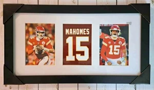NFL Football Kanas City Chiefs Patrick Mahomes Glass Front & framed 12in x 22in - Picture 1 of 1