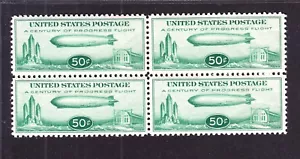 US C18 Century of Progress Zeppelin Airmail Mint Block of 4 VF-XF OG NH SCV $330 - Picture 1 of 2