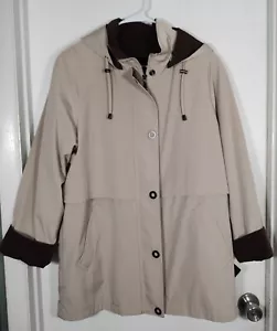 Liz Claiborne Petite L Winter Coat Jacket Zip Out Lining Removable Hood Tan NWT - Picture 1 of 18