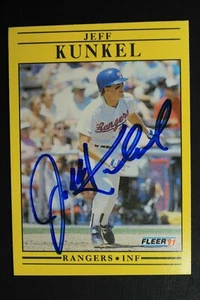 Jeff Kunkel Texas Rangers 1991 Fleer #292 Autographed Signed Baseball Card - Picture 1 of 3