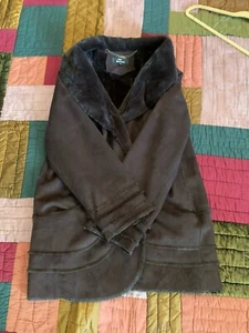 Dennis Basso Brown Faux Fur Suede, Women's Stylish soft Coat Sz XL - Picture 1 of 16