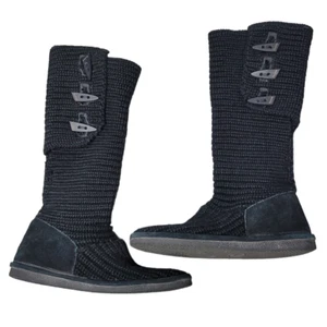 Bearpaw Knit Tall Wool/Acrylic Blend Black Boots 656W Knit Tall Women's US 7 - Picture 1 of 11