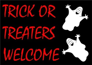 Halloween Trick Treat Metal Sign Door Wall Gate Party Decoration Printed - Picture 1 of 5