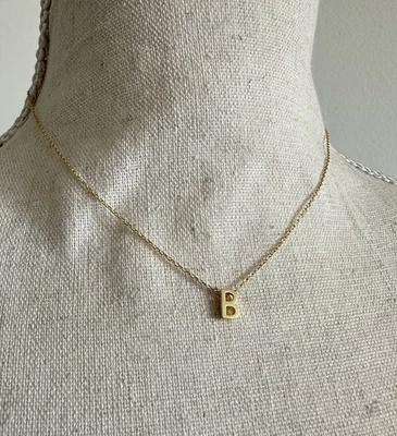 🆕 Ожерелье с инициалом «B» из чистого серебра, позолоченная цепочка, регулируемое, элегантное - Изображение 1 из 4