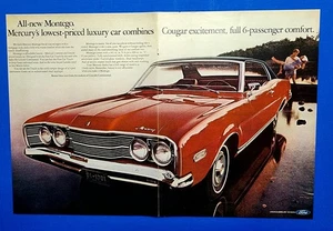 TWO Full Color 1968 MERCURY MONTEGO 6 Passenger Luxury Car Vintage Magazine Ads - Picture 1 of 8