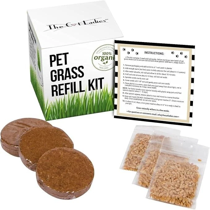 Cat Grass Refill Kit 100% Organic 3 Pack - The Cat Ladies - Image 1 of 4
