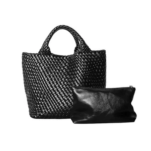 Woven Bag for Women,Vegan Leather Tote Bag with Purse,Summer Beach Travel Han... - Picture 1 of 9