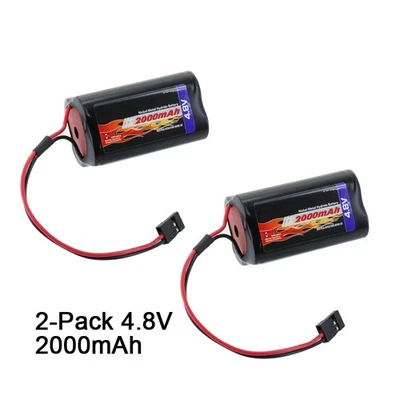 2 PACK 4.8V 2000mAh NiMH Square Receiver RX Battery for RC Receivers Airplanes - Image 1 of 4