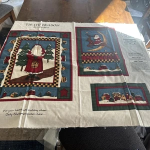TIS THE SEASON Fabric Panel by Leslie Beck Santa Hanging Quilt Cotton 44x36" - Picture 1 of 4