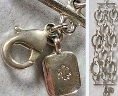 LAUREN By RALPH LAUREN Signed Silver Stine  3 Strand Large Link Bracelet 6.25" - Image 1 of 4