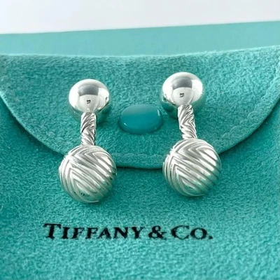 Gemelli vintage Tiffany & Co gemelli a sfera in argento sterling AG 925 - Immagine 1 di 4