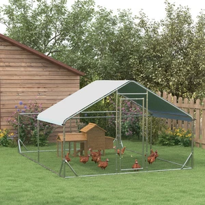 PawHut Metal Chicken Coop, Walk-in Chicken Runs W/ Water-resistant Cover - Picture 1 of 11