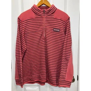 Vineyard Vines Pullover XL Coral Stripe Quarter Zip Long Sleeve Shirt Men's XL - Picture 1 of 6