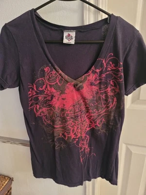 Женский большой топ House of Blues начало 2000-х черный и красный - Изображение 1 из 3