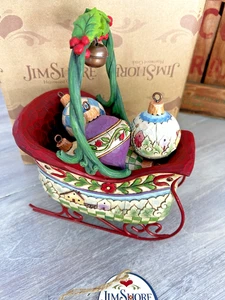 Jim Shore Heartwood Creek Schlitten Glocken Ring mit 5 Ornamenten OVP - Bild 1 von 4