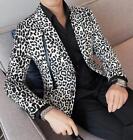 Mens Leopard printed Suit Jacket Business Casual Print Slim 2 Buttons Outerwears
