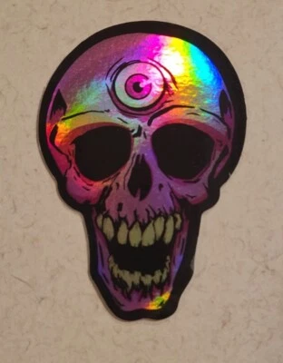 3" VINYL HOLOGRAPHIC SKULL STICKER - Image 1 of 2