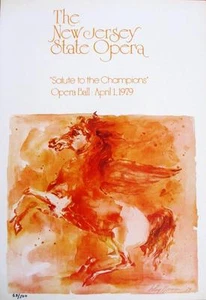 Leroy Neiman LE Numbered Bookplate "NJ State Opera" Pegasus Mythology Horse Art - Picture 1 of 7