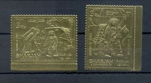 ARABIA SHARJAH - GOLD FOLIE PRINT 2 x ST. = SPACE = ** MNH VF - Picture 1 of 1