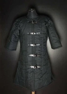 Medieval thick padded Black Gambeson with Removable Short Sleeves Jacket - Picture 1 of 1