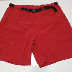 LL BEAN Men's Vintage Swim Shorts Belted Cargo Trunks 6 Pockets Red SIZE XXL - Picture 1 of 10