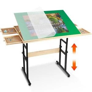 Mesa de rompecabezas con ajuste de ángulo y altura, tablero de rompecabezas con cubierta - Imagen 1 de 7