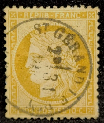 MATT'S STAMPS FRANCE #54 10-CENTIMES POSTAGE STAMP, USED, CV$85, VERY NICE! - Image 1 of 3