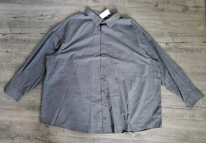 Synergy Button Shirt Mens 4XL Gray Short Sleeve Pocket Shirt 100% Cotton - Picture 1 of 9