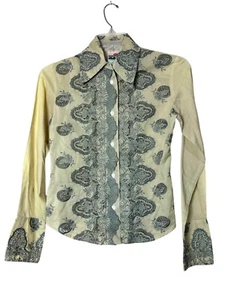 Cake Couture Damen Gr. S Hemd mit Knopfleiste grün blau irisierend bestickt Spitze - Bild 1 von 9