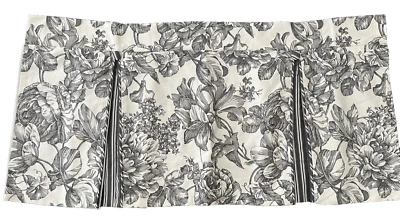 Panel cenefa cortina Waverly negro floral rayas 36 x 18 varilla bolsillo Foto 1 de 4