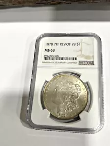 1878 7TF Rev 78 Morgan Dollar MS 63 NGC Silber 1 $ Münze getönt schöne Rückseite - Bild 1 von 2
