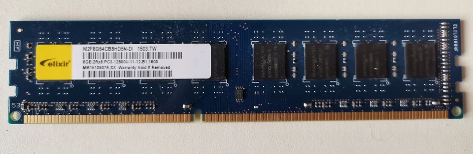 RAM 8GB DDR3 PC3-12800U 1600MHz 1600 MEMORIA PC3-12800U ELIXIR X PC DESKTOP - Immagine 1 di 1