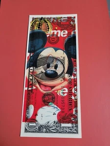 U.S 1 dollar bill Real Pop Art Original Signed Death NYC. Mickey Mouse Dollar - Picture 1 of 5