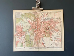 Leipzig Germany Rare Antique Brockhaus Map Print from 1900's FREE POSTAGE - Picture 1 of 3