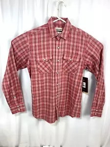 NWT Ariat Mens Retro Fit Pearl Snap RED Long Sleeve Button Shirt SMALL - Picture 1 of 8